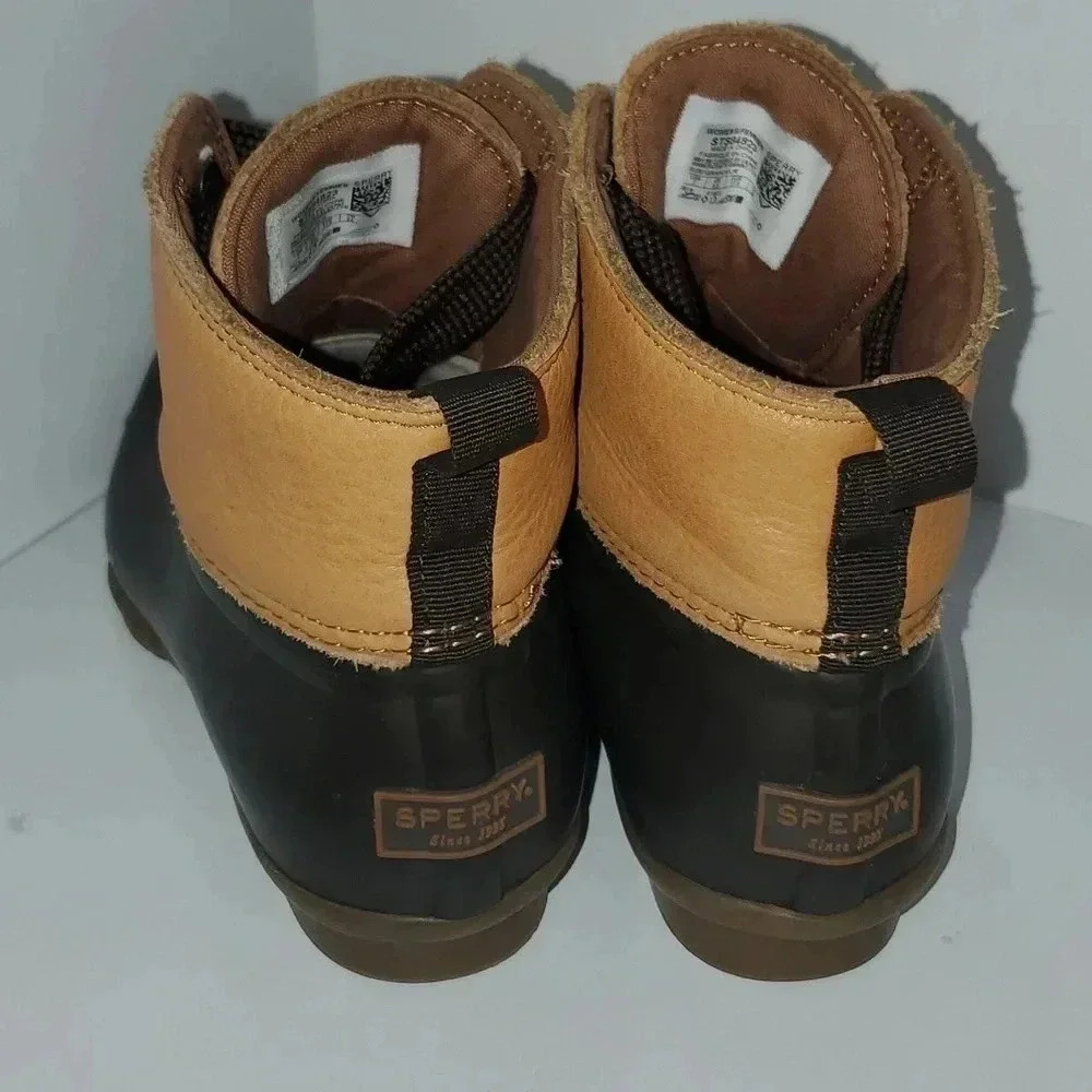 Sperry Women's Saltwater 2-Eye Leather Tan/Brown Rain Boot Women's Size 7 - Picture 9 of 16